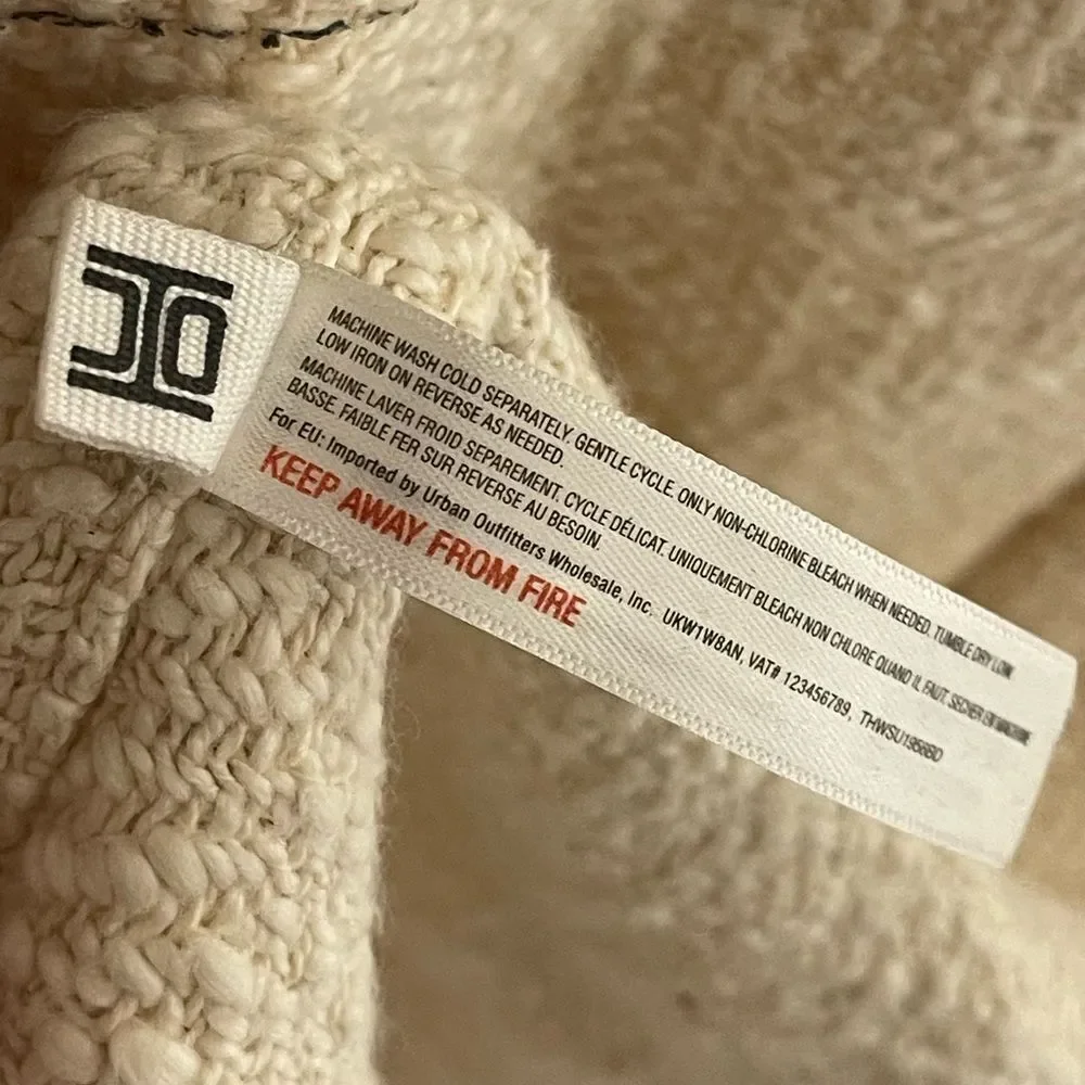Urban Outfitters Cream Geometric Throw Blanket